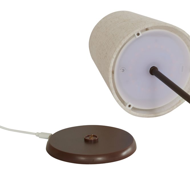 Bezprzewodowa lampka stołowa z abażurem Tyra stacja ładowania